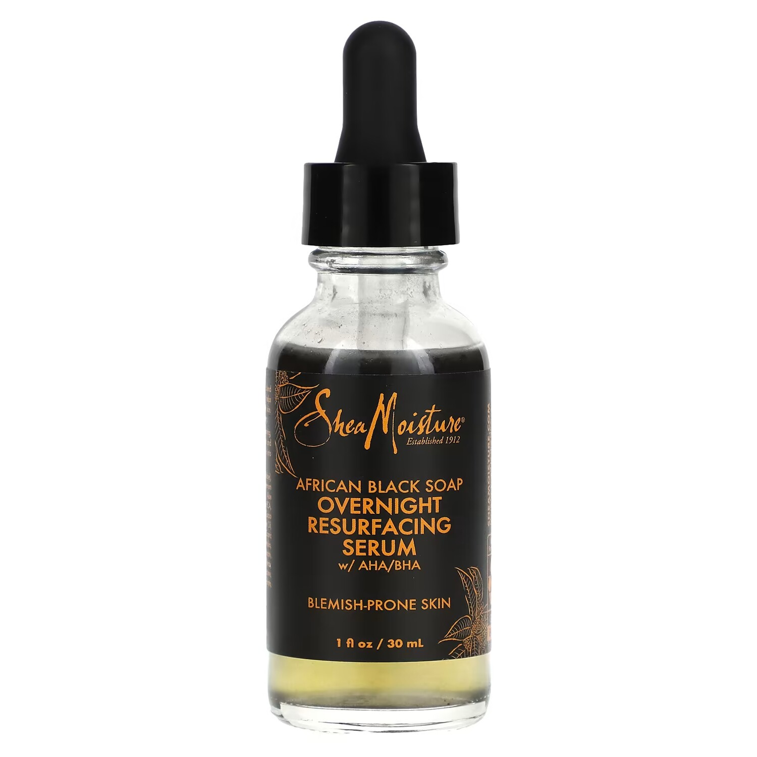 

SheaMoisture African Black Soap Ночная восстанавливающая сыворотка с AHA/BHA 1 жидкая унция (30 мл)