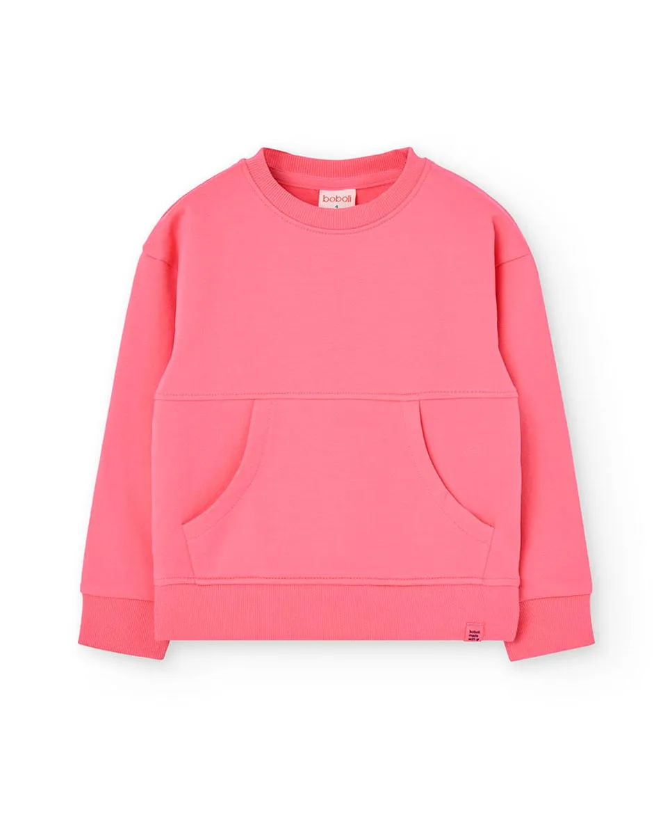 

Детский флисовый свитер с круглым вырезом Boboli, розовый