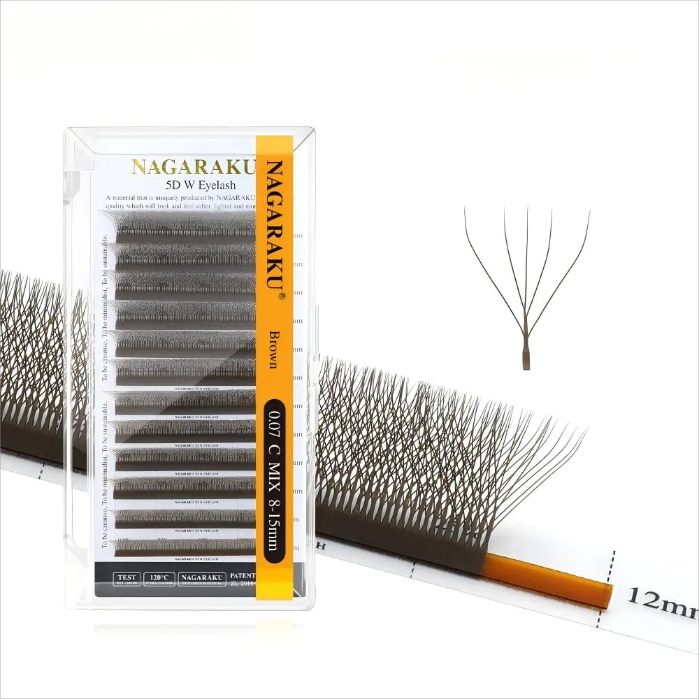 Накладные ресницы 5D W-образные «Self-Fanning» от NAGARAKU Nagaraku, 0.07 C Light Brown-5D