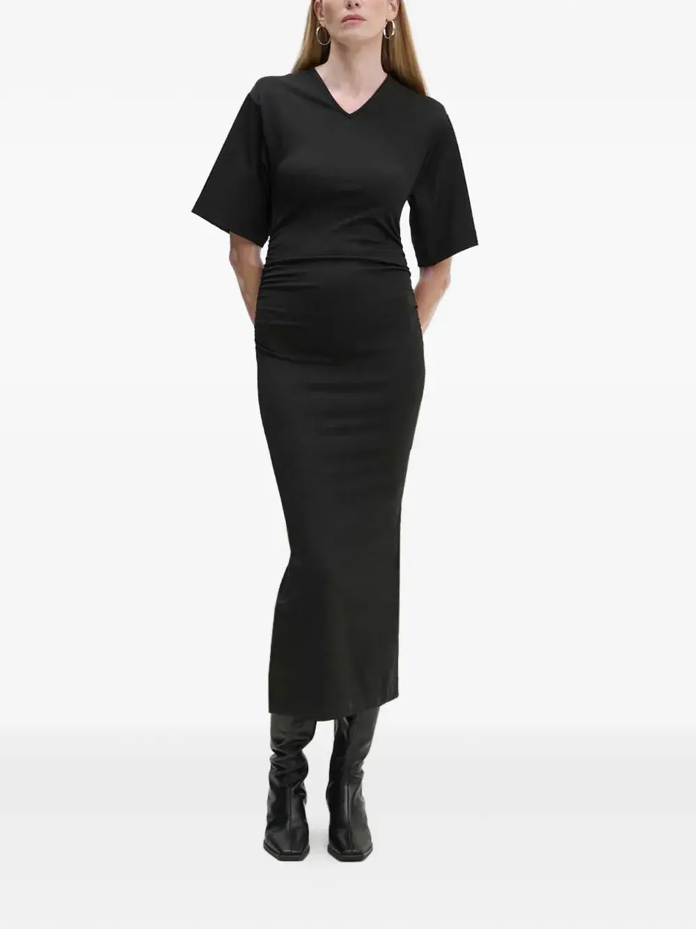 

Макси-платье с V-образным вырезом и драпировкой Day Birger Et Mikkelsen, черный