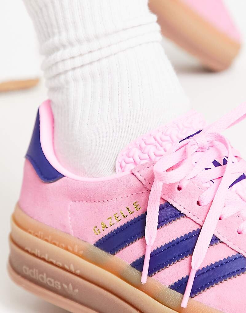 Розовые кроссовки на платформе с резиновой подошвой adidas Originals Gazelle Bold — фото 3