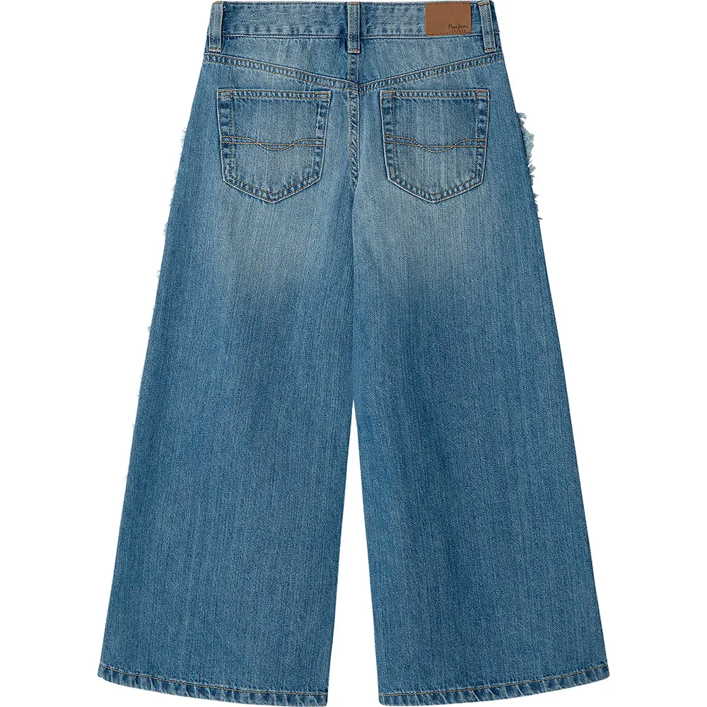 Джинсы Pepe Jeans Wide Leg LW Lexy с рваными краями и низкой посадкой, синий — фото 2