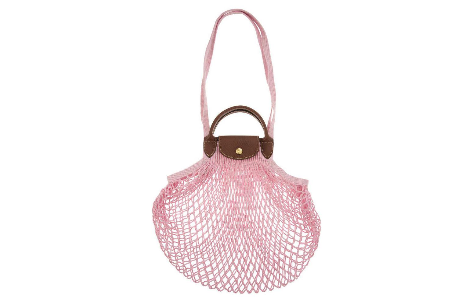 

Сумка через плечо Le Pliage Filet из хлопка с отделкой из коровьей кожи розовая LONGCHAMP