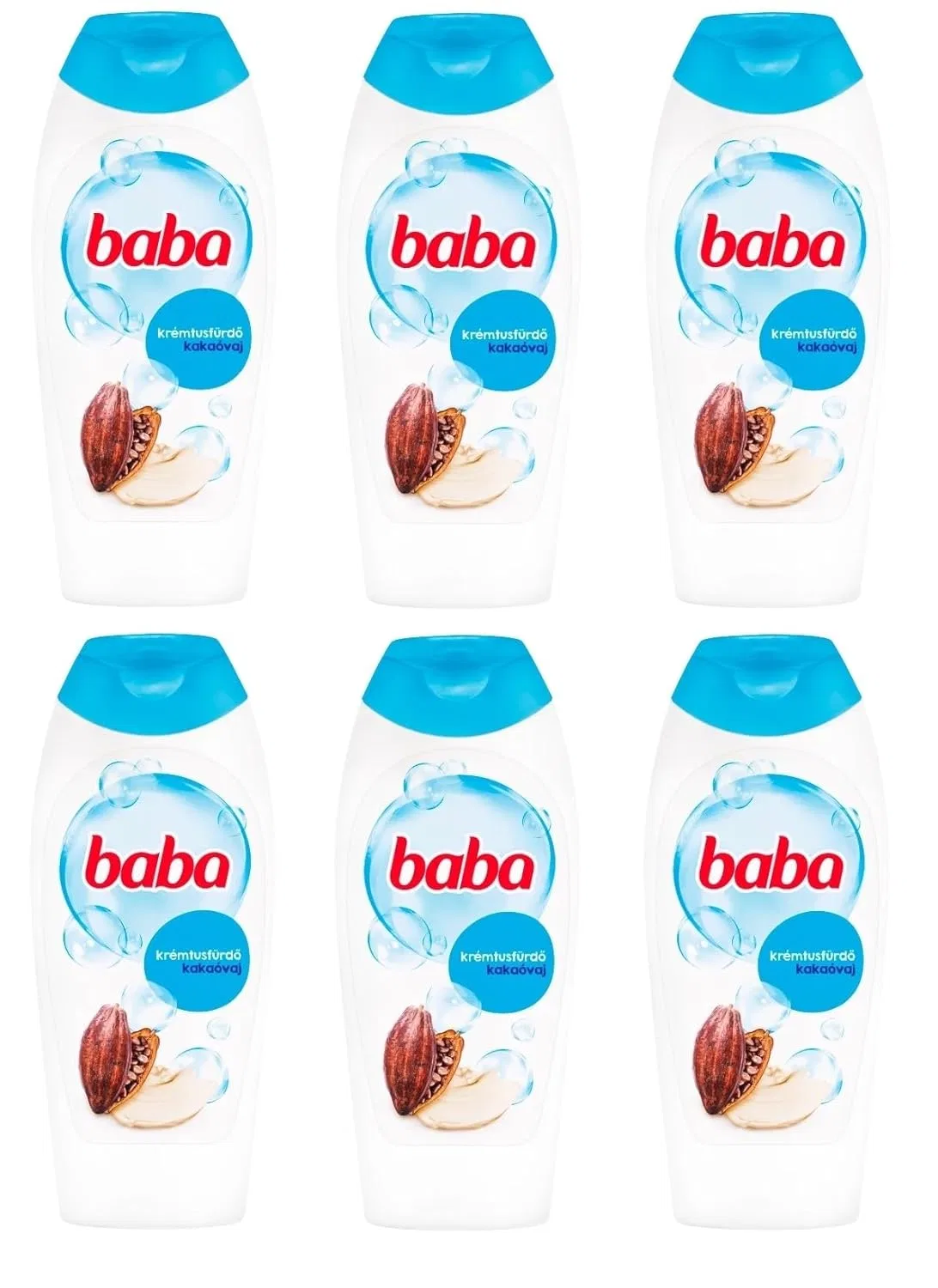 Гель для душа BABA с маслом какао, 6 x 400 мл Baba
