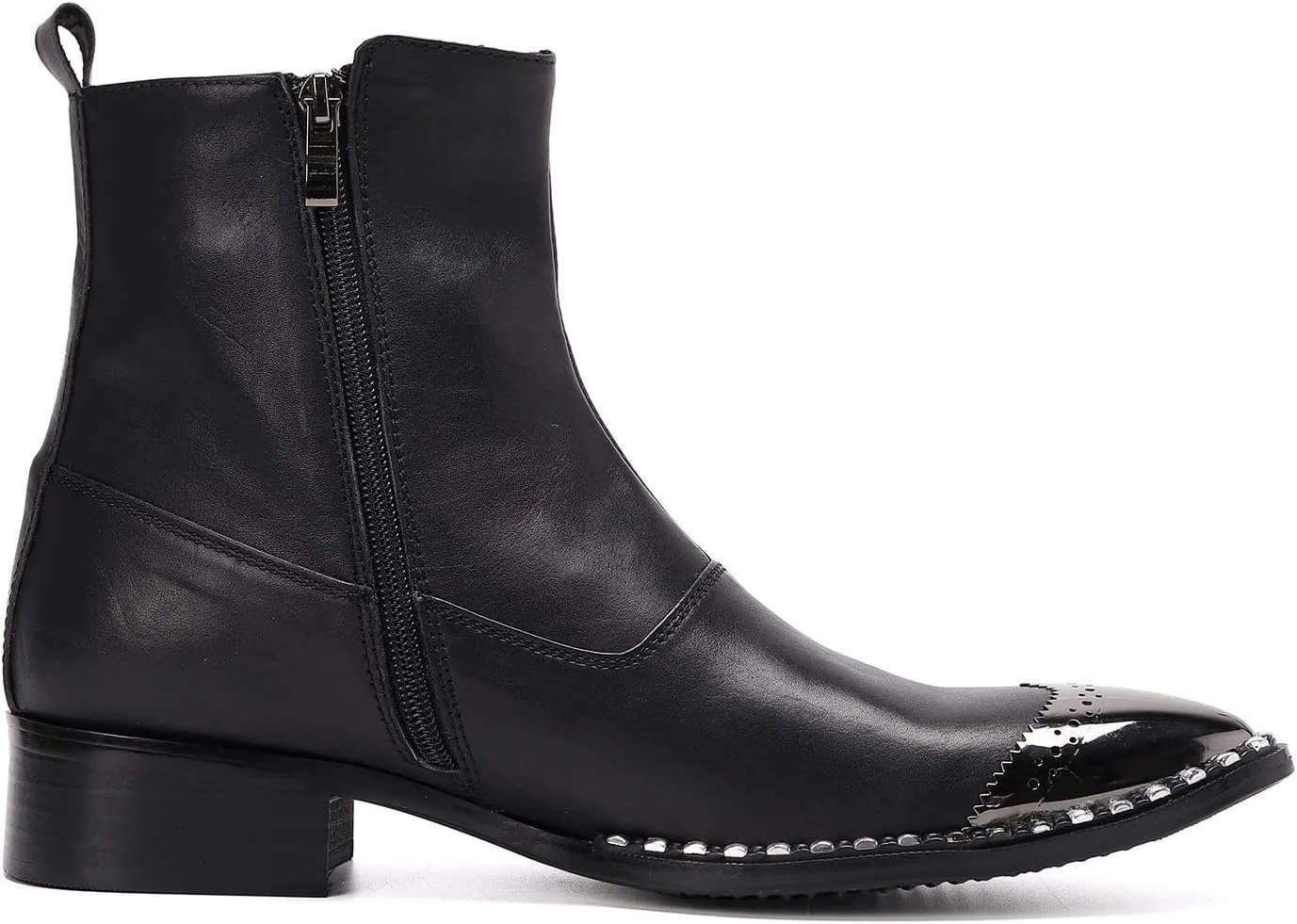 

Мужские черные ботинки Santimon до щиколотки с двойной пряжкой и металлическим носком - готические панк-ботинки в западном стиле с заклепками - высокие кожаные ботинки для концертов, сцены и вечеринок, черный