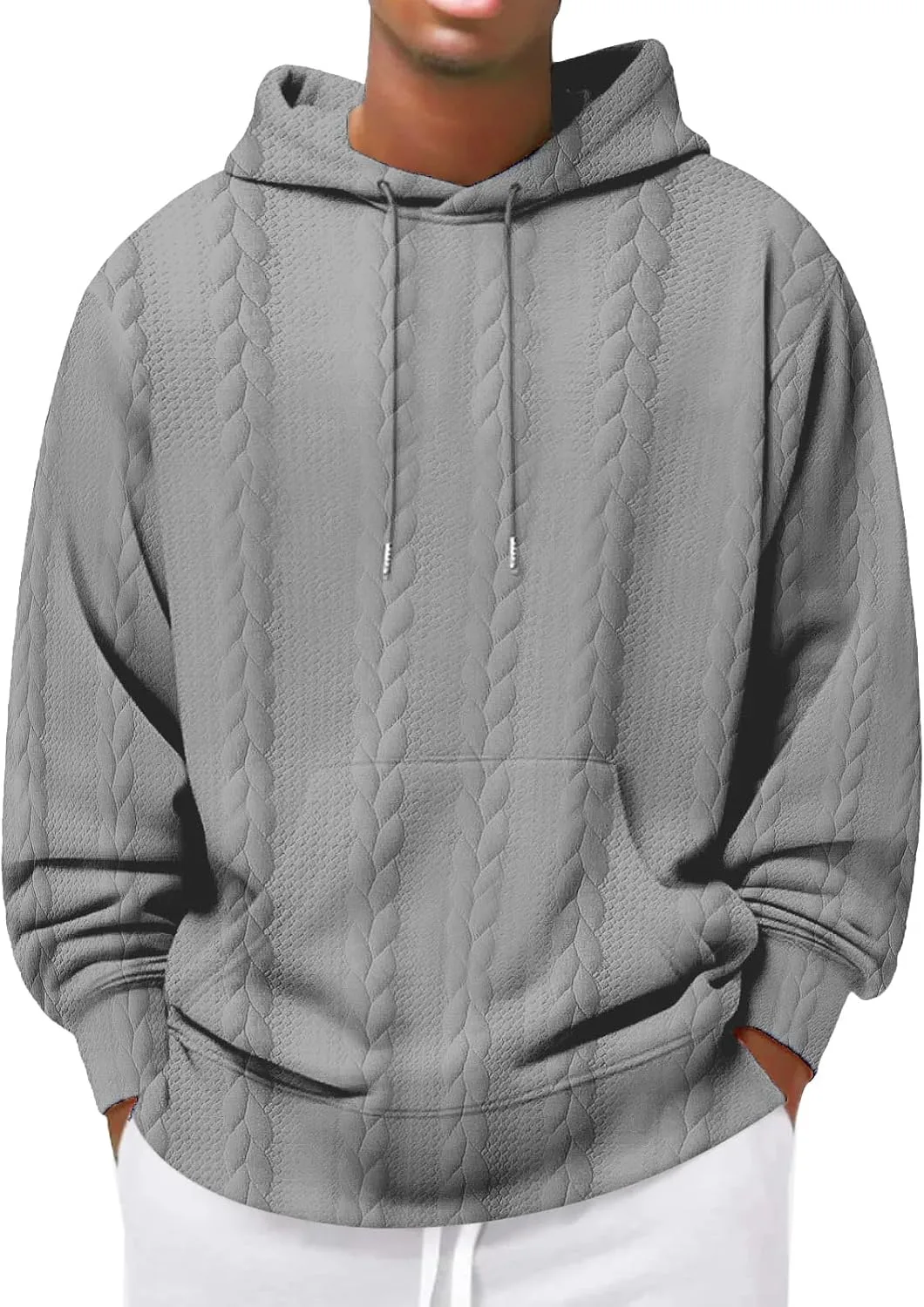 

Толстовка evzosrz с капюшоном, кабельной вязкой и карманами