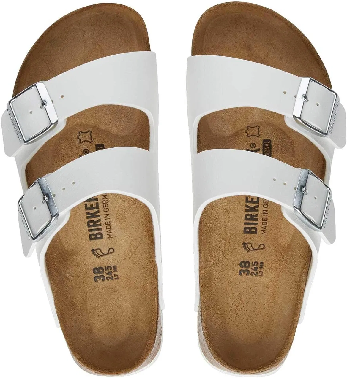 Взрослые, унисекс, классические домашние тапочки Birkenstock Arizona Classic Birko-Flor без задника, White — фото 3