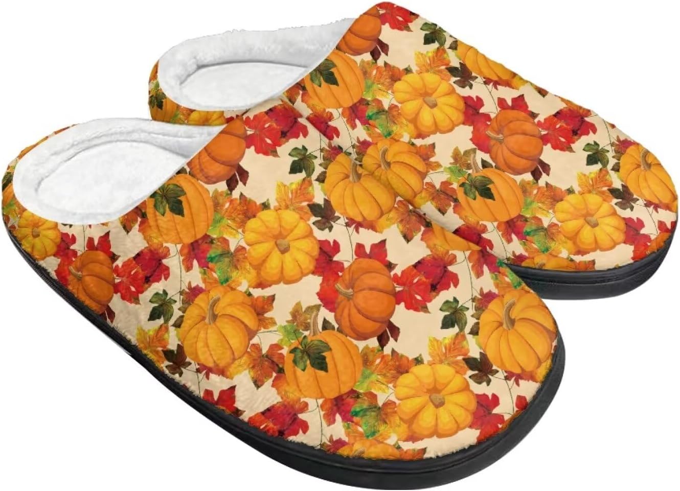 

Женские уютные пушистые тапочки унисекс с легким надеванием, повседневные домашние тапочки для спальни с противоскользящей подошвой для мужчин Tomeusey, Maple Leaf Pumpkin