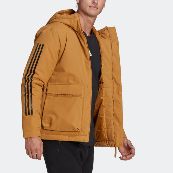 Куртка утилитас 3 полоски куртка с капюшоном Adidas, коричневый — фото 4