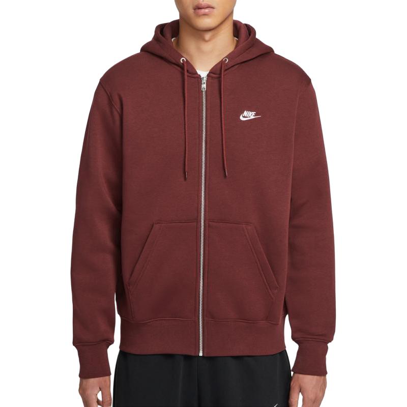 Куртка Club Men's Full Zip Fleece Hoodie Nike, темно-красный — фото 3