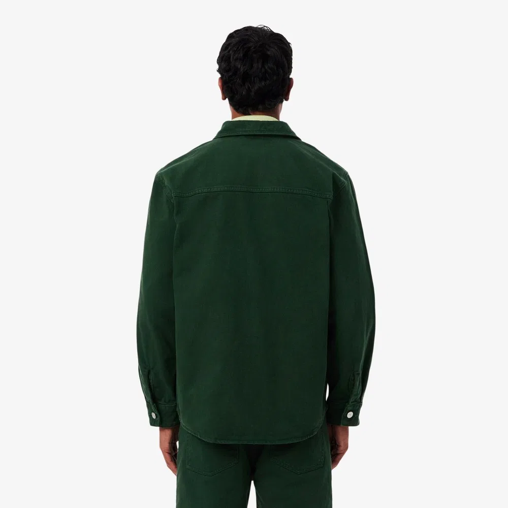 Мужская джинсовая куртка-рубашка, тёмно-зелёная, от Lacoste — фото 4