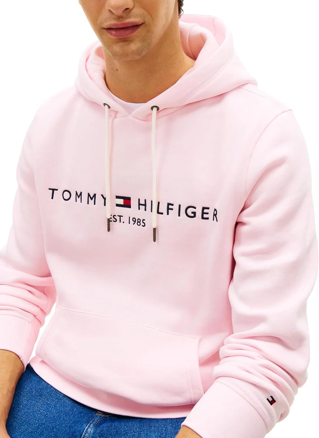 Худи мужское с вышитым логотипом Tommy Hilfiger, Pink Lily — фото 2