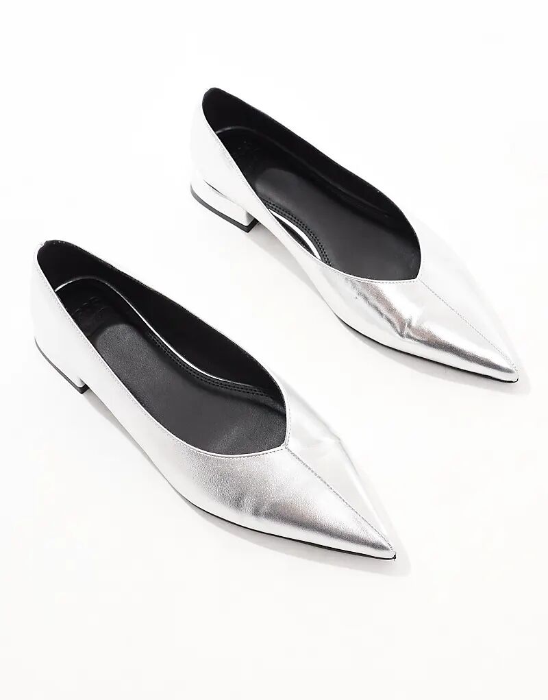 Широкие балетки Lavinia в серебристом цвете ASOS DESIGN — фото 3