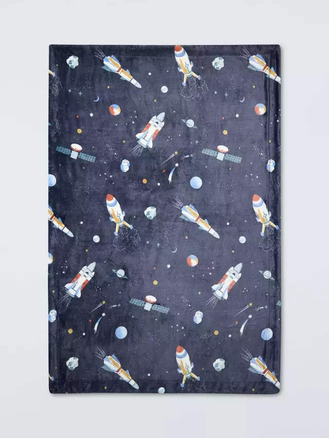 

Одеяло John Lewis Kids' Space Print Fleece, темно-синий