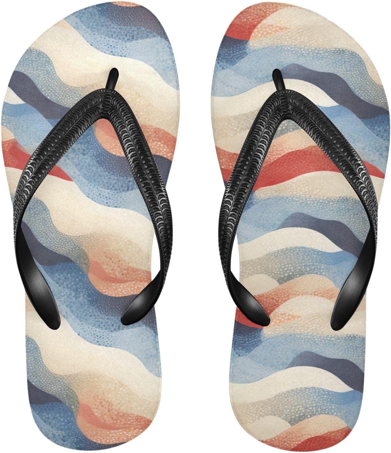 

SPRIPORT Цветные морские волны Узкие шлепанцы для женщин и мужчин Удобные повседневные вьетнамки с амортизирующей подошвой и нескользящей резиновой подошвой Летние сандалии для прогулок по пляжу, Multicoloured