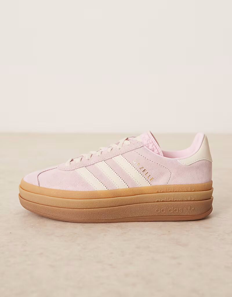 Кроссовки Adidas Originals Gazelle Bold розового и белого цвета — фото 2