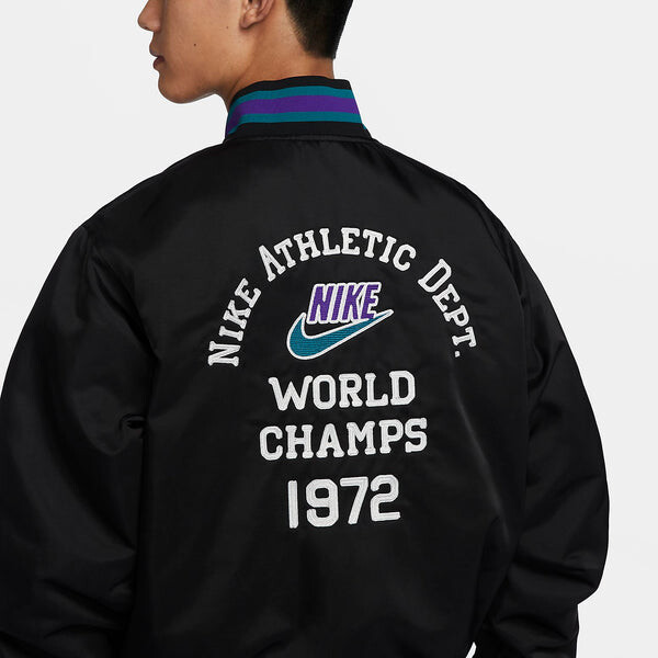 Куртка землянка свободная атласная куртка Nike, черный — фото 3