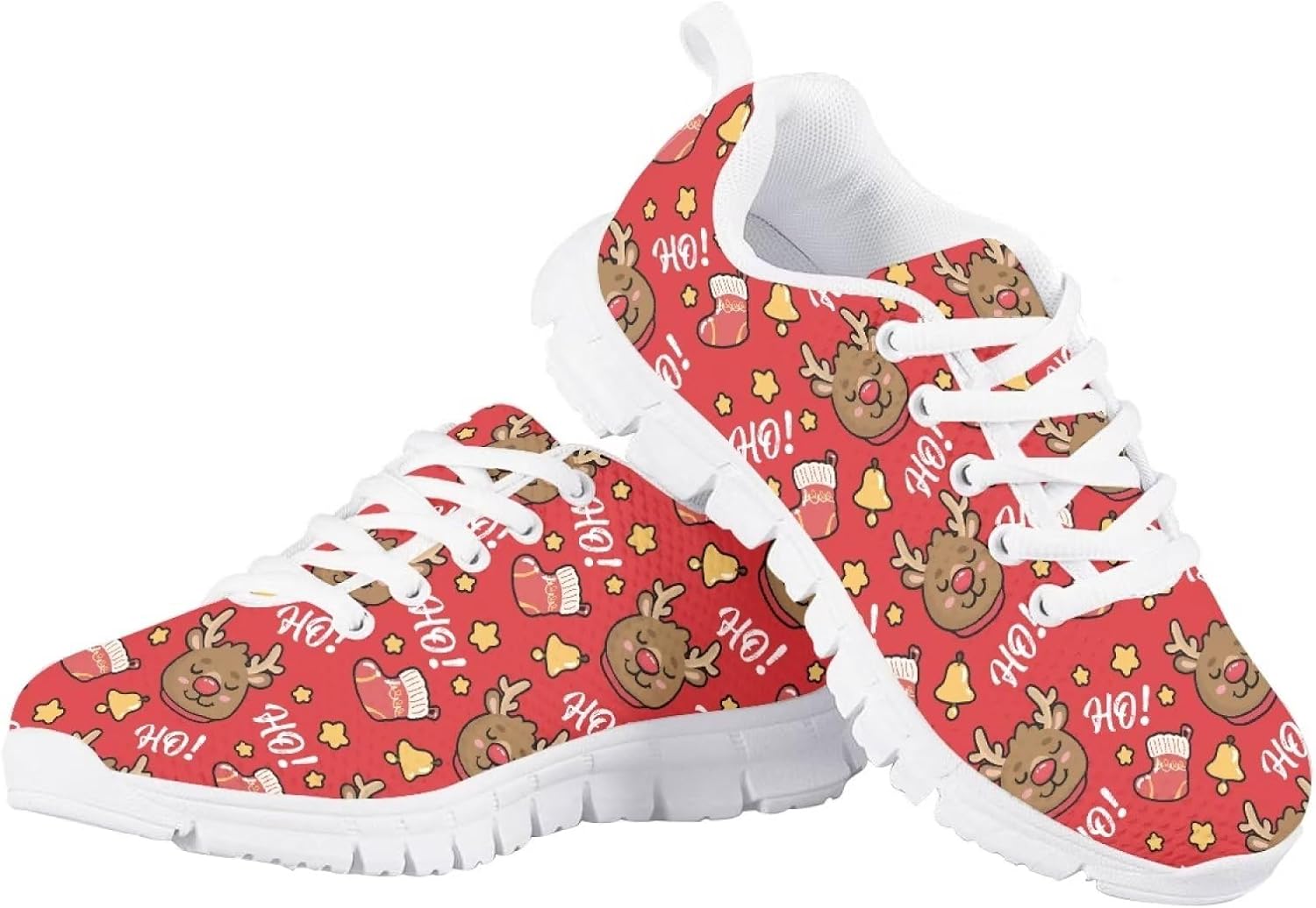 

Детские кроссовки Binienty для мальчиков и девочек, для бега и тенниса, легкие, дышащие, спортивные, для детей, Christmas Reindeer