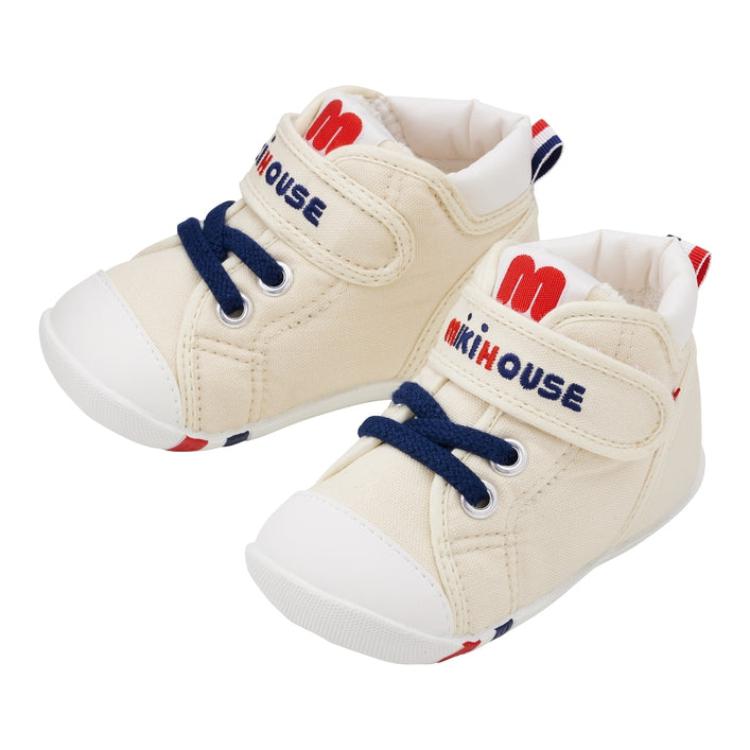 

Miki House Кроссовки с логотипом вышитым и сенсорной застёжкой, цвет слоновая кость белый
