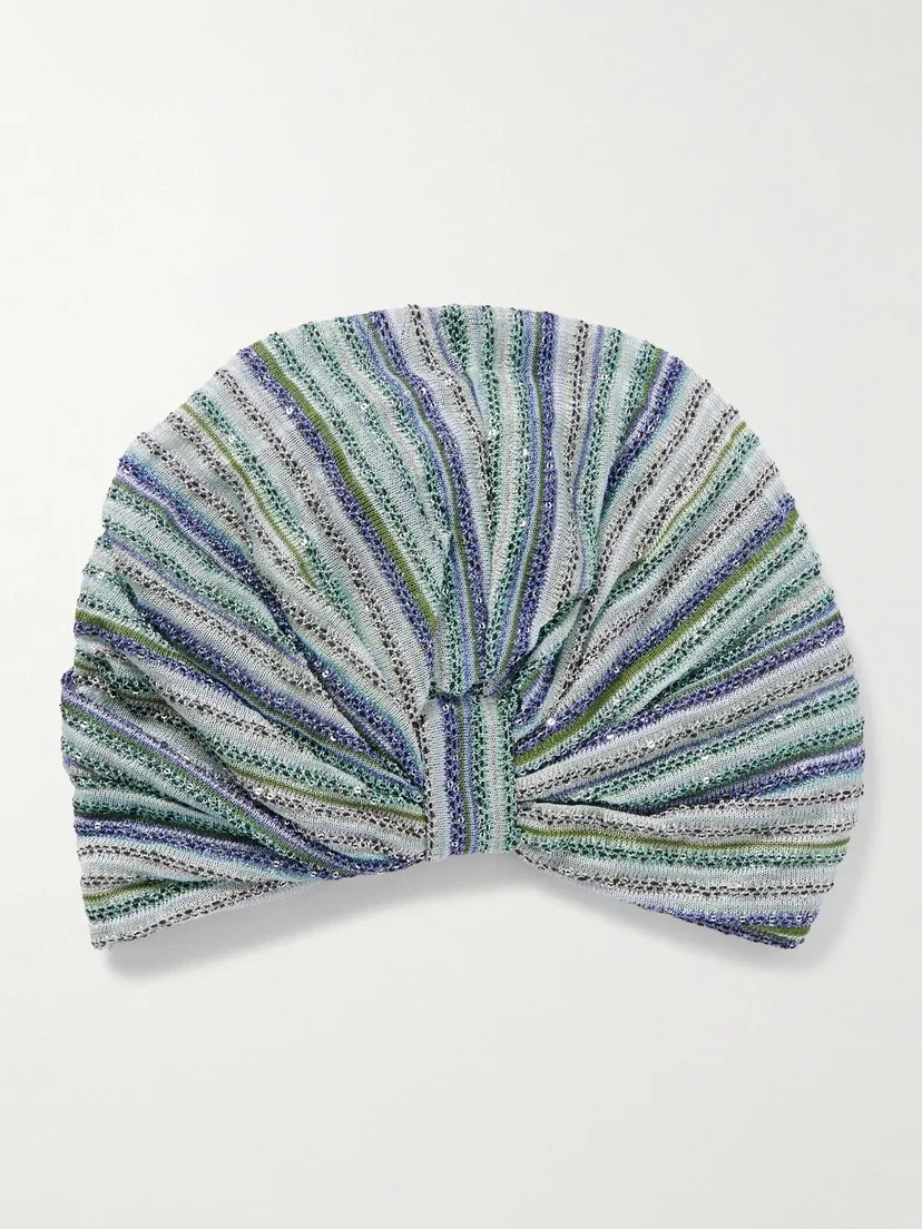 Тюрбан из металлизированного трикотажа, расшитый пайетками Missoni, мультиколор — фото 3