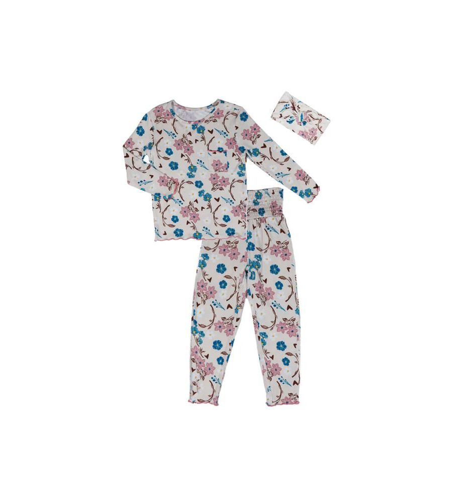 

Комплект для маленьких девочек: облегающая двухкомпонентная пижама с длинными рукавами и головной платок Чарли Everly Grey, Magnolia