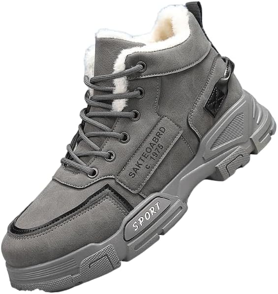 

Мужские осенне-зимние туристические ботинки Hhhchpm - с плюшевой подкладкой для тепла, дышащие и с нескользящей подошвой для походов, альпинизма и прогулок на улице, серый