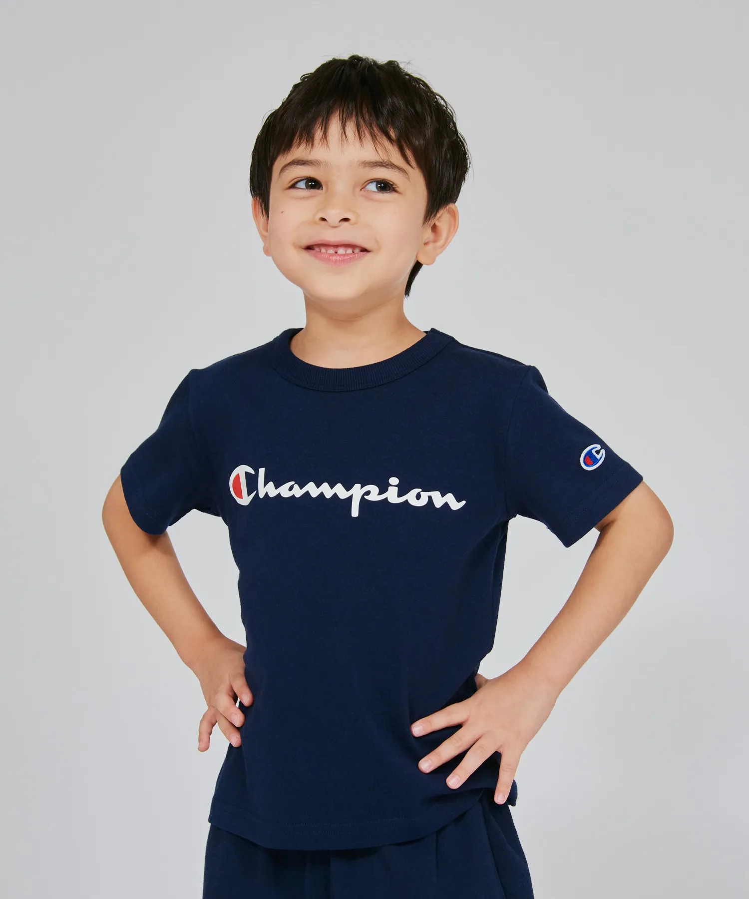Детская футболка Champion с логотипом тёмно-синяя