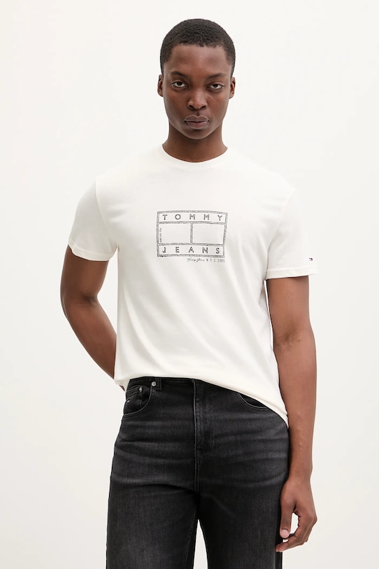 

Хлопковая футболка Tommy Jeans, бежевый