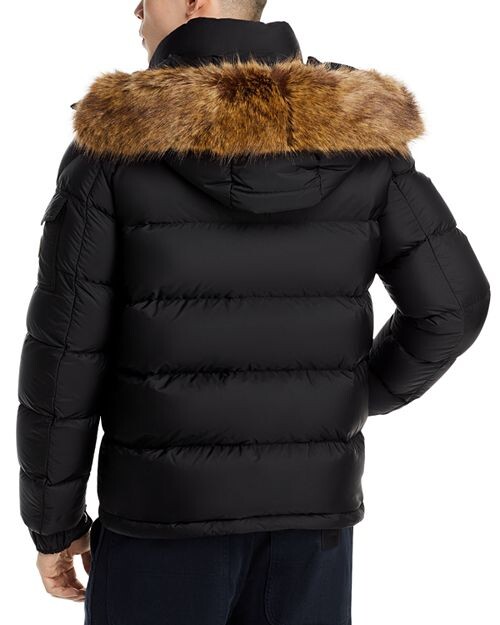 Пуховик Mayaf с отделкой из искусственного меха и капюшоном Moncler, цвет Black — фото 3
