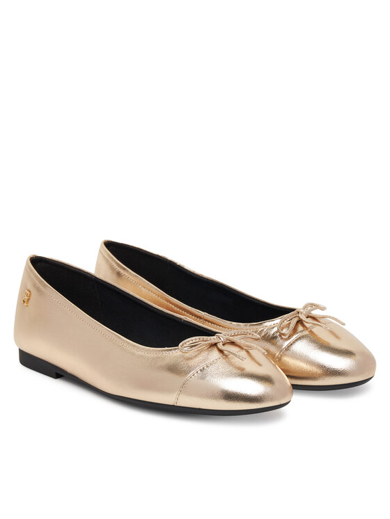 Балетки Metallic Toe-Cap FW0FW08920 Tommy Hilfiger, золотой — фото 2
