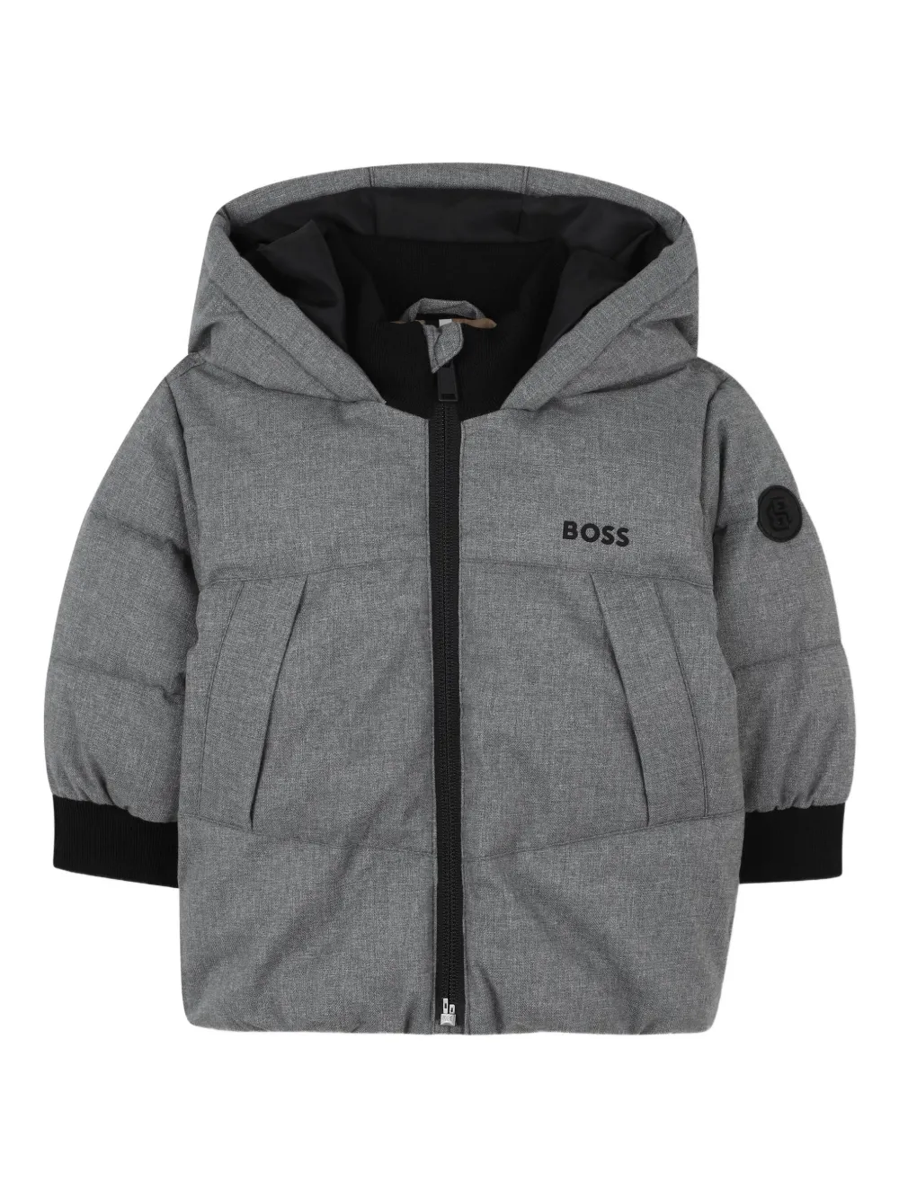 

Пуховик с капюшоном BOSS Kidswear, серый