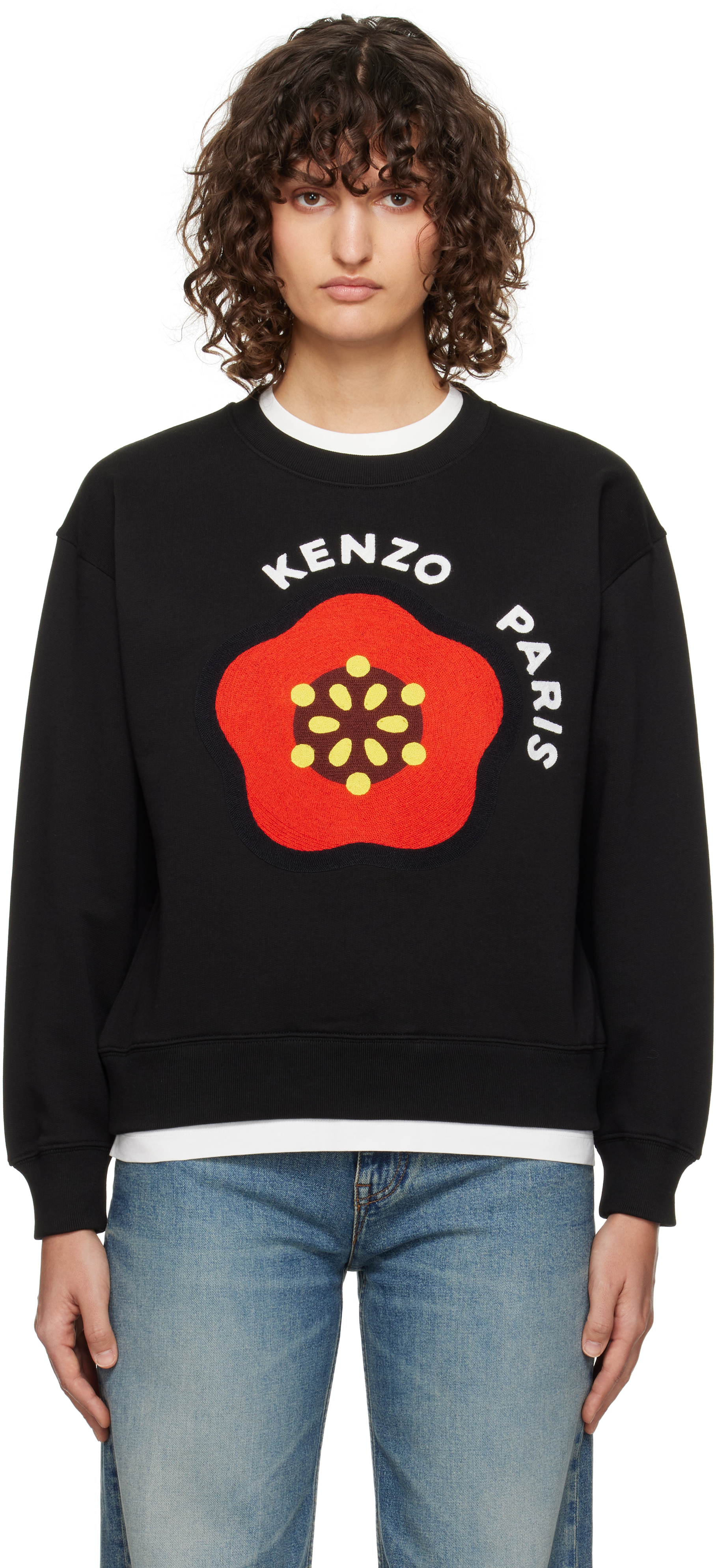 

Свитшот с вышивкой Paris Pop Kenzo, черный