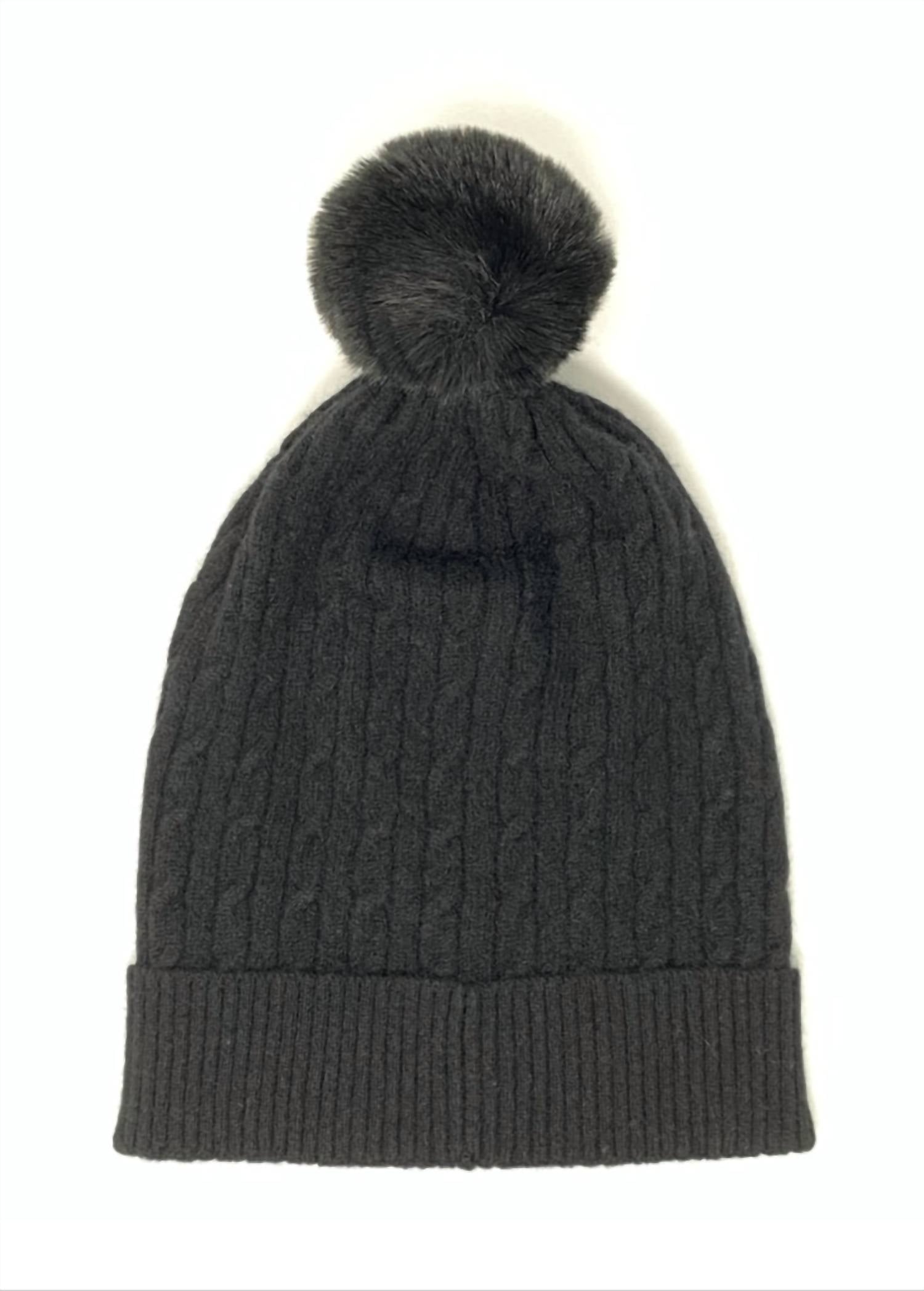 

Шапка из искусственного меха Cable Faux черного цвета Brodie Cashmere