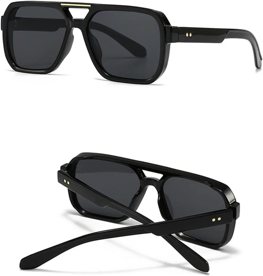 

Солнцезащитные очки UV400 с двойной перемычкой, маленькие, с прозрачными градиентными линзами, металлическая оправа, для мужчин и женщин UYPTK, Black Grey