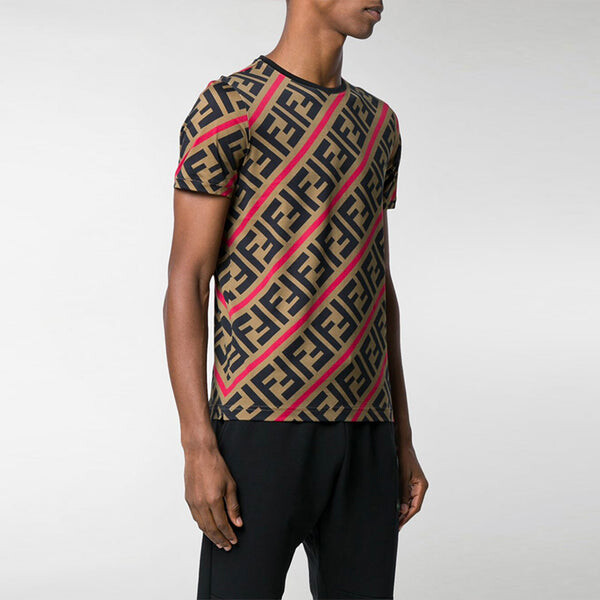 Футболка ss21 ff pattern printing short sleeve brown Fendi, коричневый — фото 3