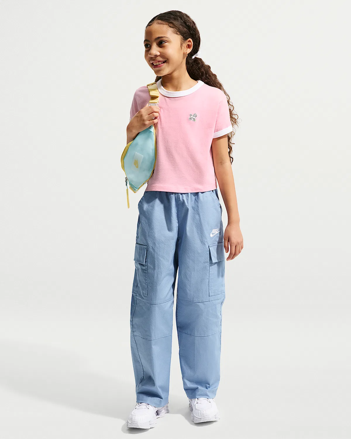 Детская укороченная футболка Nike Sportswear, Medium Soft Pink/White — фото 4