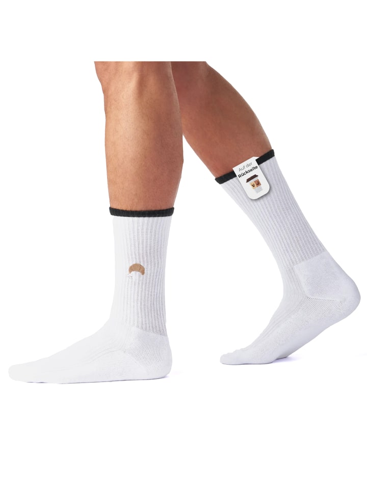 

Von Jungfeld Теннисные носки. Носки Mix & Match с вышитыми мотивами цвета «круассан» - Оптически белый