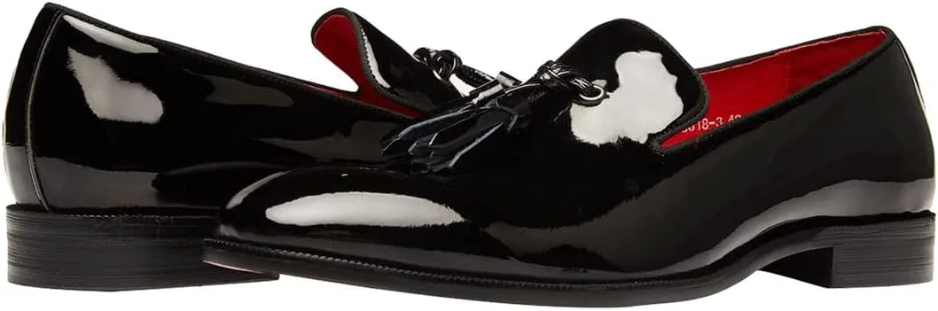 

Мужские слипоны Santimon с кисточками, пенни-лоферы, повседневные и вечерние лакированные туфли-слипперы черного цвета, официальная обувь для мужчин, черный