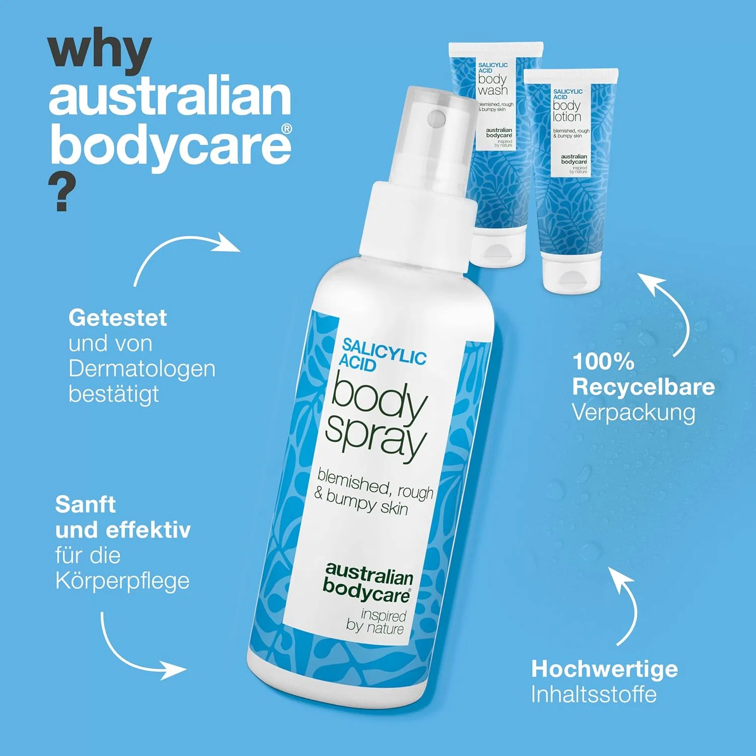 Набор для ухода за телом против прыщей с салициловой кислотой (3 продукта) Australian Bodycare — фото 4