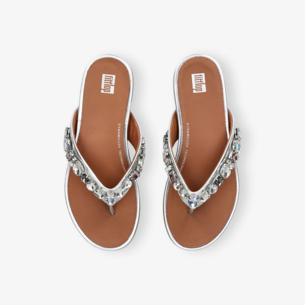 Босоножки Fitflop Gracie из металлизированной кожи с кристаллами, серебряный — фото 2