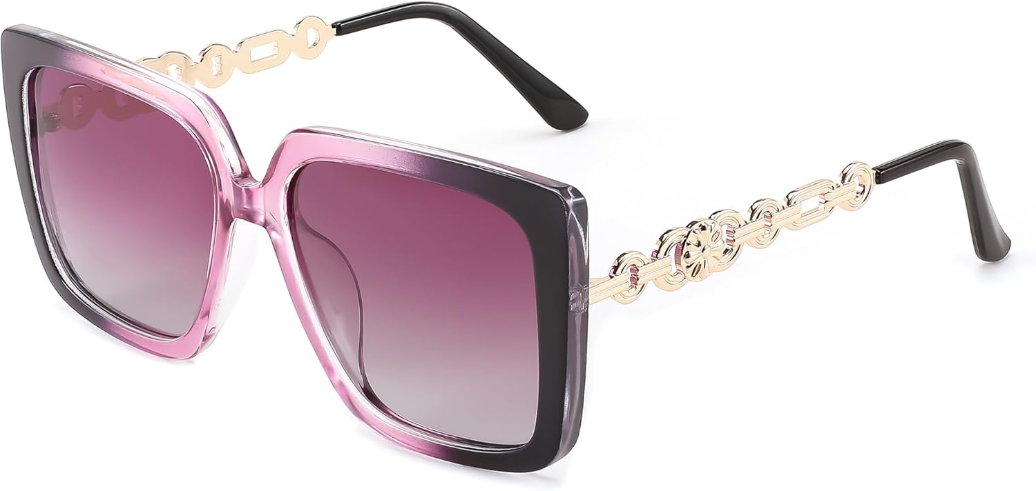 

FEISEDY Модные поляризованные солнцезащитные очки «кошачий глаз» для женщин, винтажные, увеличенного квадратного размера, защита от УФ-излучения UV400, B0003, Gradient Purple Frame Purple Lens