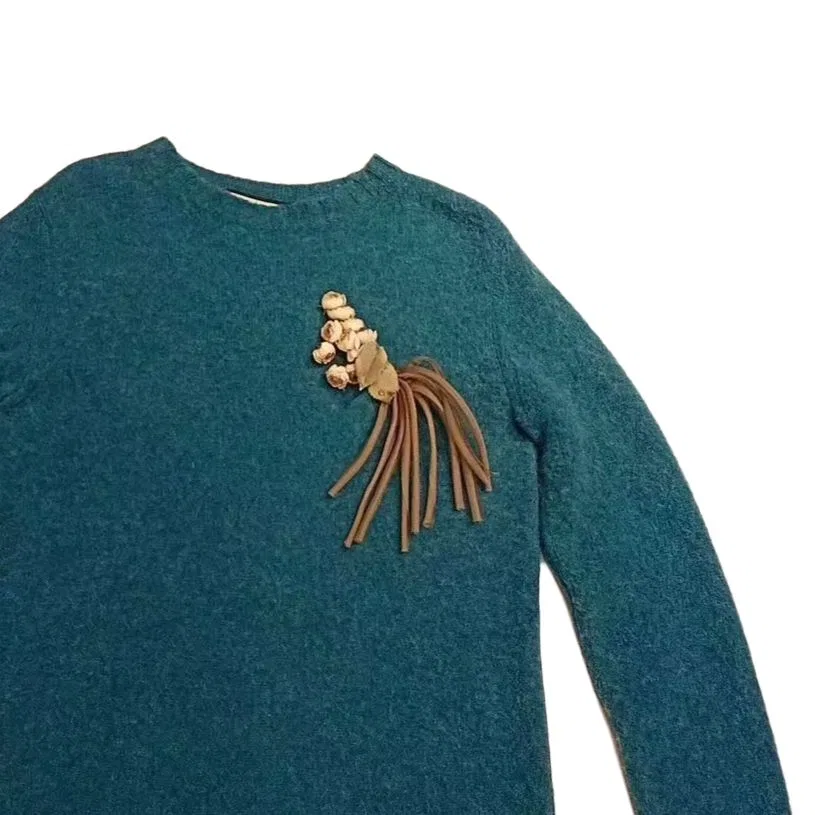Свитер женский GUCCI с круглым вырезом, классический крой, синий — фото 3