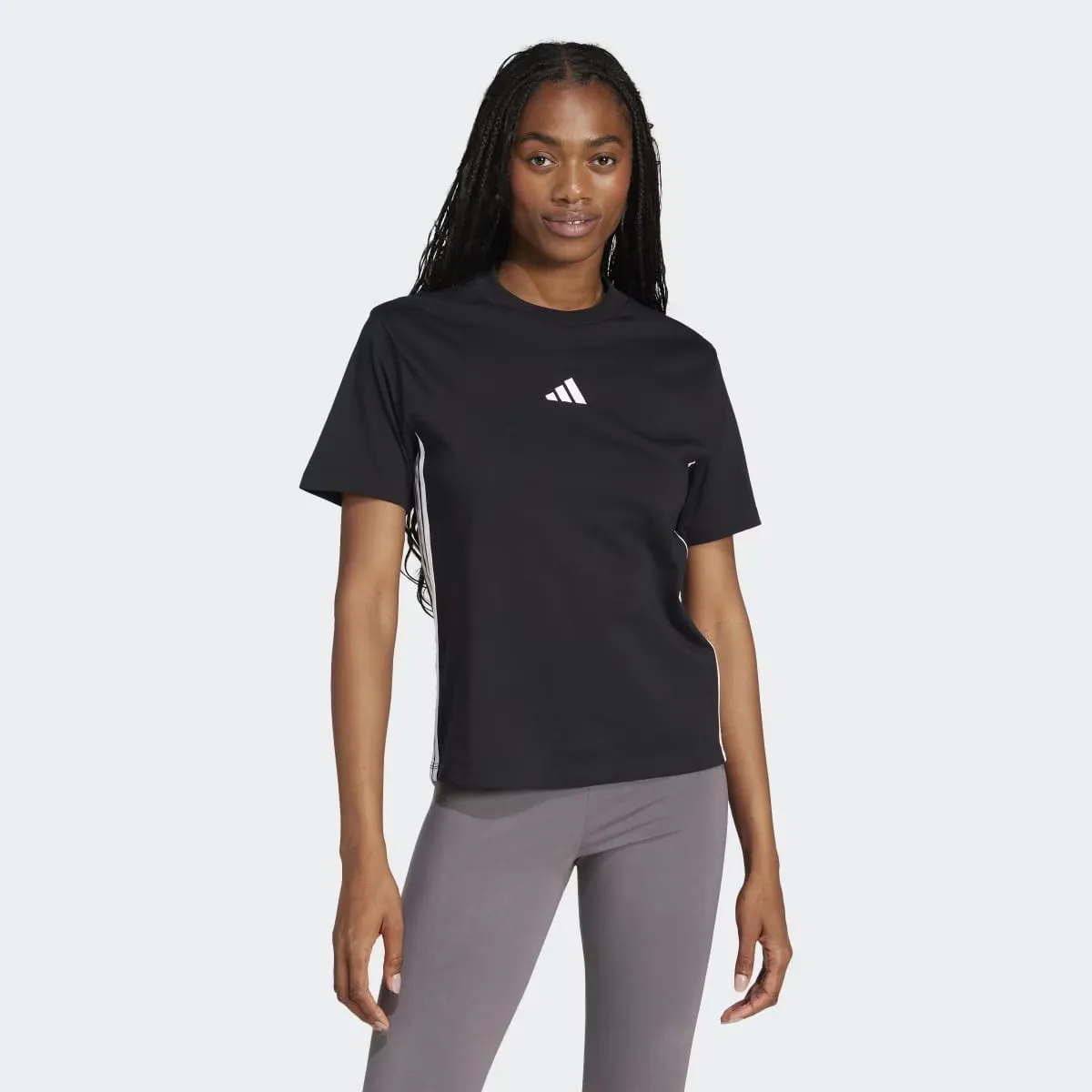 

Women's Essentials Хлопок 3 полоски Футболка Adidas, чёрный