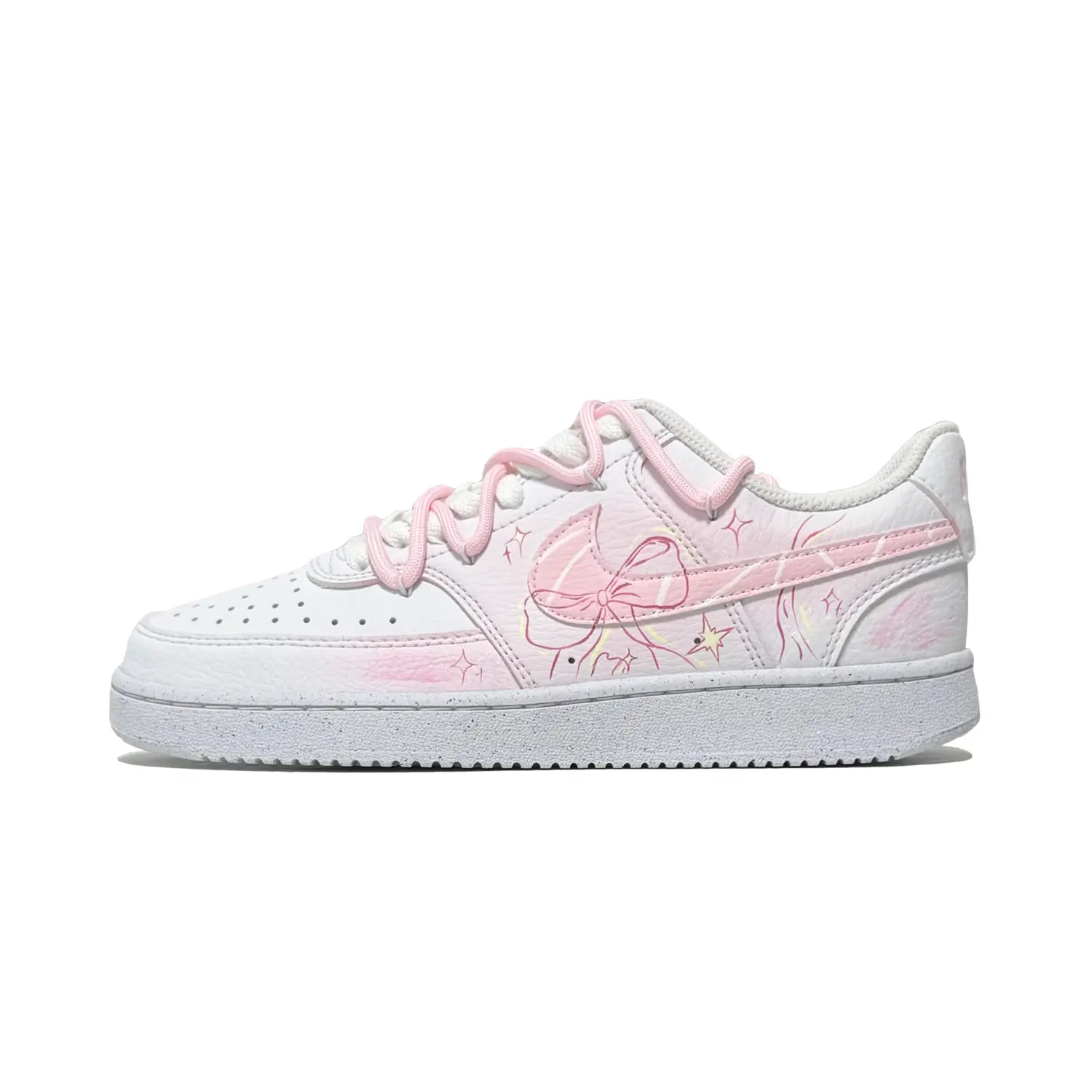 

Nike Кроссовки для скейтбординга Court Vision 1 Butterfly Dream Ballet с износостойкой подошвой, низкие, унисекс, бело-розовые, цвет White Pink