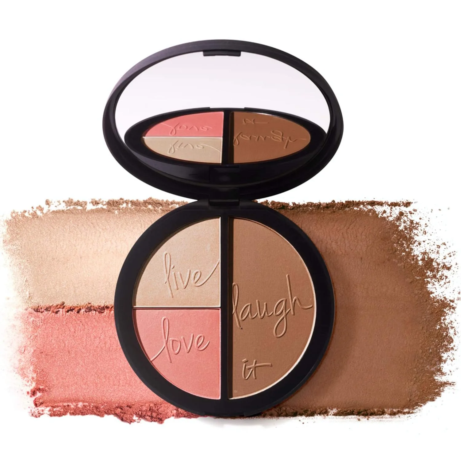 Палитра для макияжа IT Cosmetics Your Most Beautiful You 3-в-1: матовый бронзер, хайлайтер, осветляющие румяна, пептиды и технология Drops of Light., Bronze