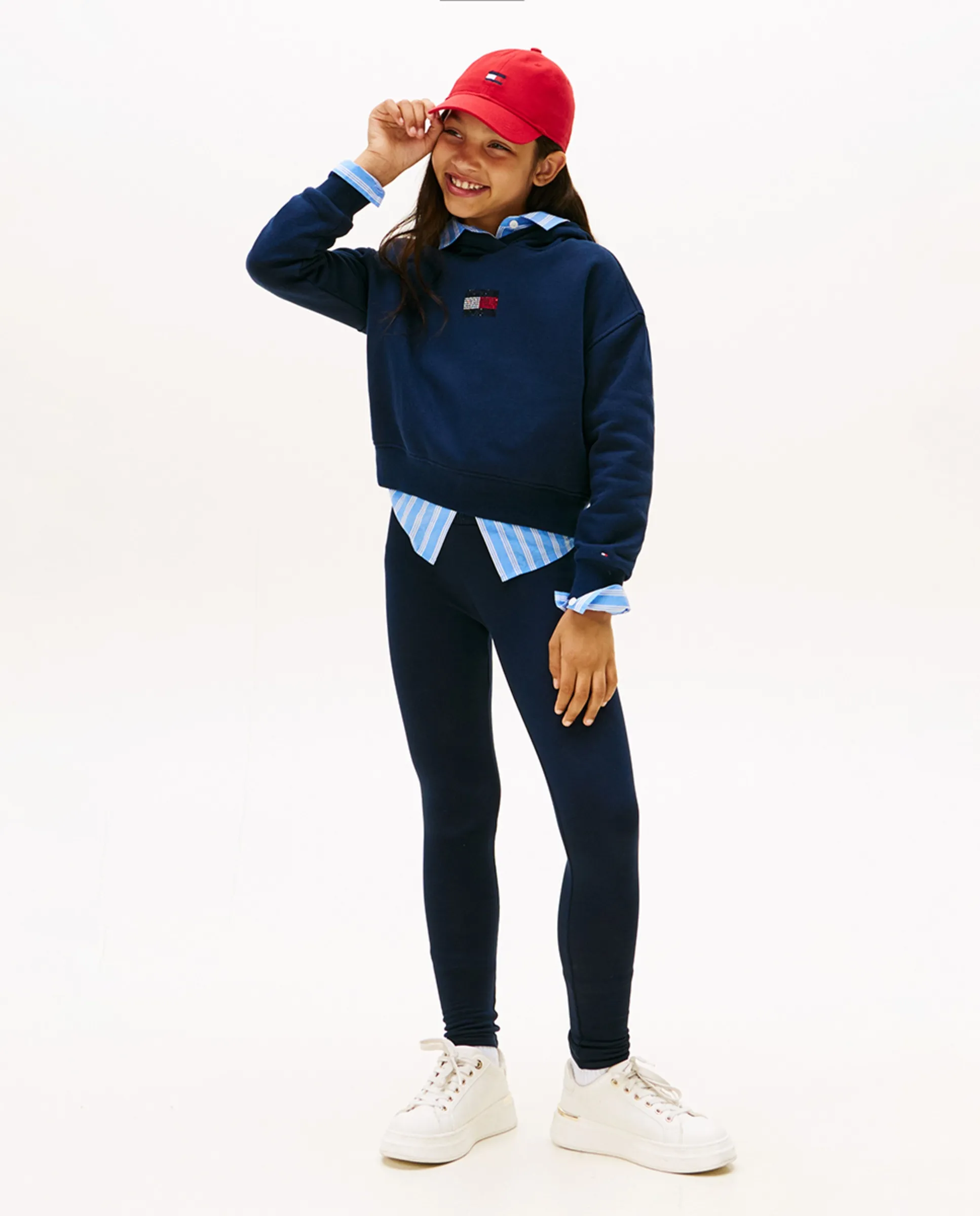 

Детские леггинсы с эластичной резинкой и логотипом на поясе Tommy Hilfiger, темно-синий