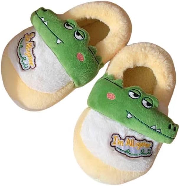 

Милые тапочки-крокодилы с плюшевой подошвой с эффектом памяти, пушистые зимние домашние тапочки из хлопка для женщин и мужчин Plonme, желтый