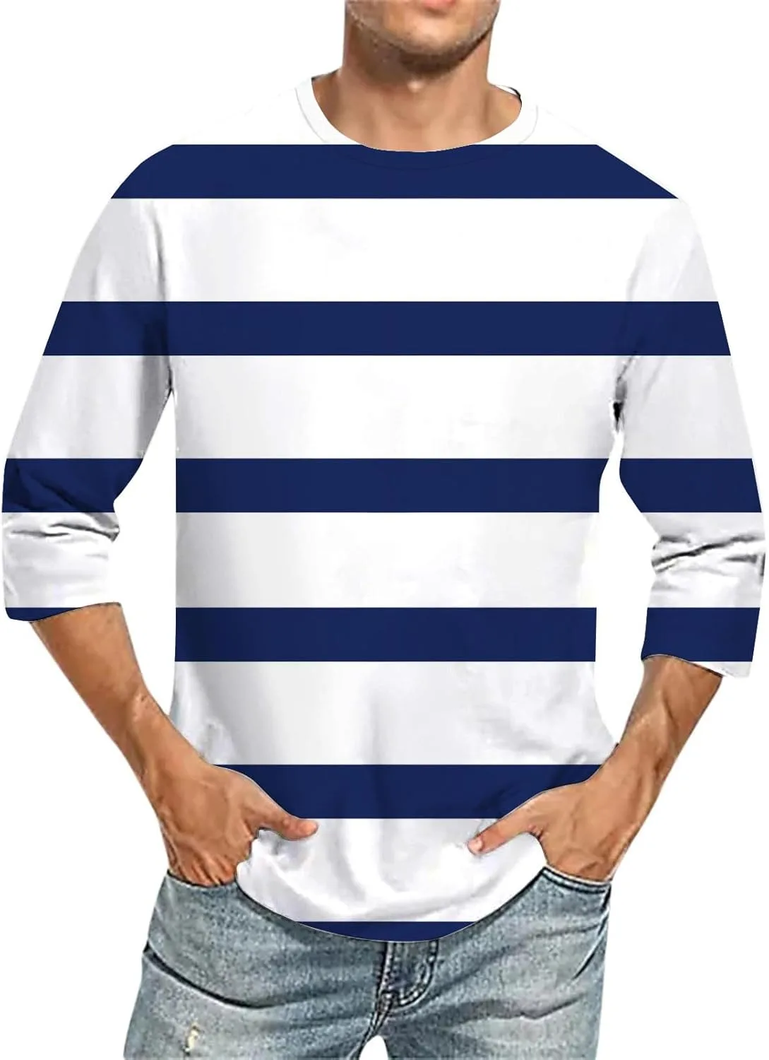 

Мужская полосатая футболка с длинным рукавом