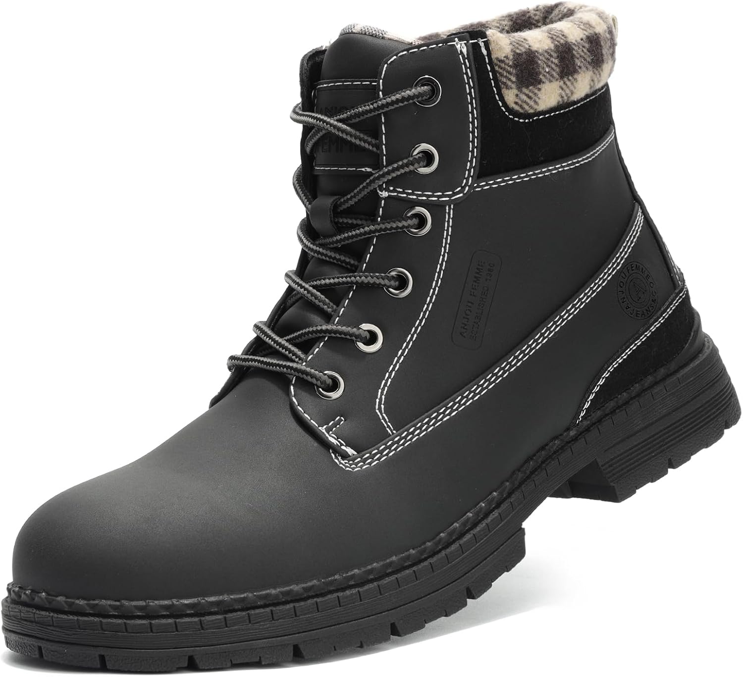 

Зимние походные ботинки ANJOUFEMME для мужчин, водонепроницаемые, теплые треккинговые ботинки для мужчин, черный
