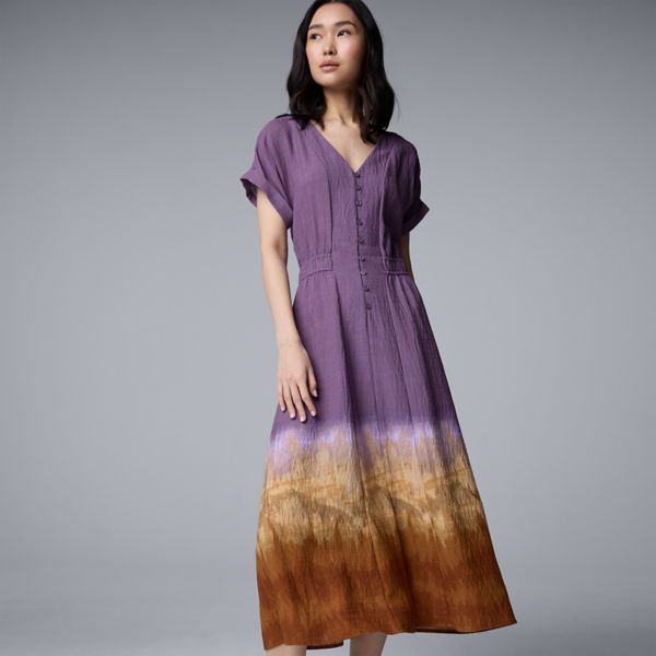 

Женское платье миди со сборками Simply Vera Vera Wang, цвет purple ombre dye